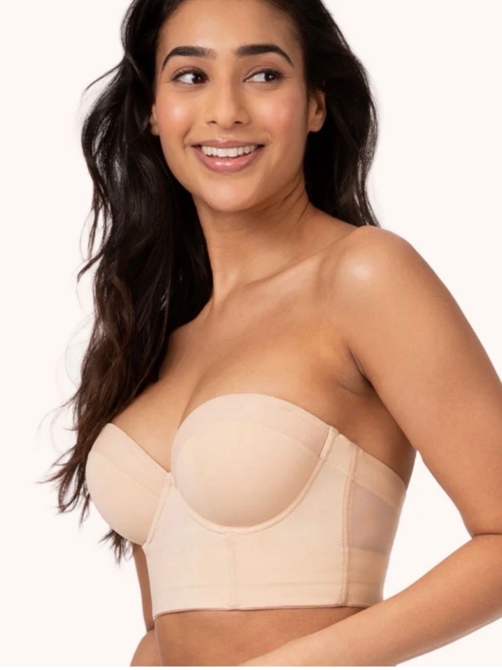 LIVELY Low Back Strapless Bra 34A Toasted Almond Longline Bustier